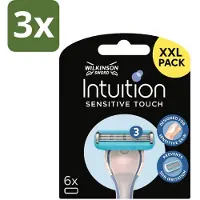 Wilkinson - Navulmesjes Intuition Sensitive Touch - Met Verzorgende Gel - 6 scheermesjes - Bulkverpakking - 3 stuks