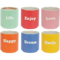 Excellent houseware Koffiemokken - 6x stuks - 180 ml - mix kleuren - porselein - espresso glazen