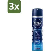 Nivea - Men - Deo Spray - Fresh Active - 48 Uur Lang Werkend - 150 ml - Bulkverpakking - 3 stuks