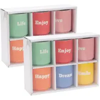 Excellent houseware Koffiemokken - 12x stuks - 180 ml - mix kleuren - porselein - espresso glazen