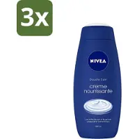 Nivea 3 x - Crème Care - Crème Bad - Unieke Crème Geur - 750 ml - Douchecrème - Crème Bad - Huid Verzorging - Hydratatie - Verzorgende Oliën