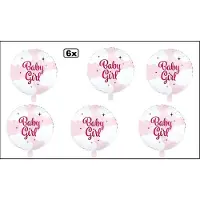Wefiesta 6x Luxe Folieballon Baby girl roze (45 cm) - NIET geleverd met helium - Thema feest land festival party fun folie ballon geboorte