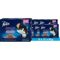 Felix Zo lekker als het eruit ziet Junior natvoer voor katten (6 x 12 x 85g)