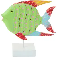 J-Line vis omi decoratief object albasiahout meerkleurig - 26 x 11 x 28 cm