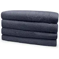 Eleganzzz Handdoeken Set - Set van 4 - Handdoek 50x100cm - 420 gr/m2 - 100% Katoen - dark grey