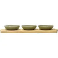 Villa Collection Shoku bamboe dienblad met 3 schalen Pure Green
