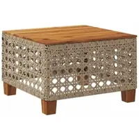 vidaXL Tuintafel 55x55x36 cm poly rattan en acaciahout beige