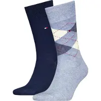 Tommy Hilfiger geruite sokken 2-pack lichtblauw navy