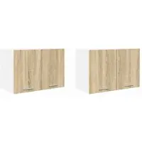 vidaXL Hangkast 2 st Sonoma Eik en Wit Bewerkt hout