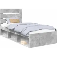 vidaXL Bedframe Betonnen Grijs 90 x 190 cm Massief grenenhout