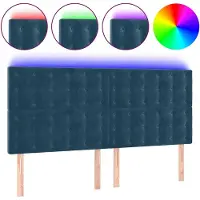 vidaXL Hoofdbord LED 200x5x118/128 cm fluweel donkerblauw