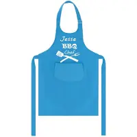 Kariban Mijncadeautje - Kinderschort met naam - blauw - BBQ Chef - met eigen naam naar keuze