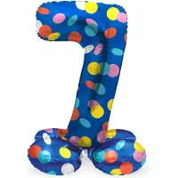 Folat - Staande folieballon Cijfer 7 Colorful Dots - 41 cm
