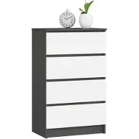 Akord Ladekast K60 met 4 Lades / Furniture Factory / Grafietgrijs - Wit / 60 x 99 x 40 cm