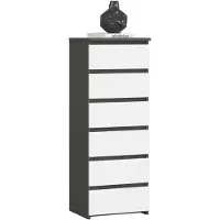Akord Ladekast CL6 met 6 Lades / Furniture Factory / Grafietgrijs - Wit / 40x109x35 cm