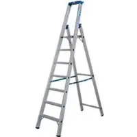 Krause STABILO trap 7 treden R13, zelfreinigend gatenpatroon, platform R13, gereedschapsbak met emmerhaak, aluminium