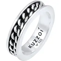 KUZZOI Ring 'Twisted' zwart / zilver