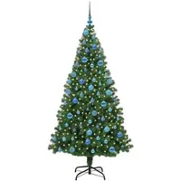 vidaXL Upside-down Kunst Kerstboom met Ballen Set Groen 180 cm PVC