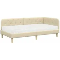vidaXL Hoek Bed Frame Crème 90 x 190 cm Stof