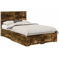 vidaXL Bedframe met lade Rook Eiken 120 x 190 cm Bewerkt hout