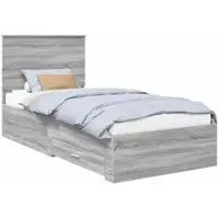 vidaXL Bedframe met lade Grijs Sonoma 90 x 190 cm Bewerkt hout