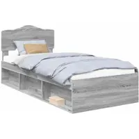 vidaXL Bedframe Grijs Sonoma 90 x 190 cm Massief grenenhout