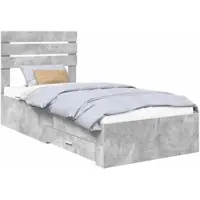 vidaXL Bedframe Beton Grijs en Zilver 70 x 190 cm Bewerkt hout