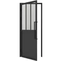 Inova Complete Glazen Draaideur Met Kozijn - 83x204 - Zwart - Helder - Atelierstijl-links-loft