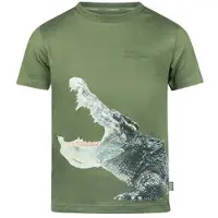 Koko Noko T-shirt olijfgroen Jongens Stretchkatoen Ronde hals Printopdruk - maat 80