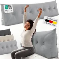 ELONEO Rugsteunkussen – Driehoekig Wigkussen & Hoofdbordkussen voor Bed of Sofa - Wasbare Hoes - 200 cm