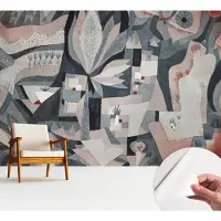 Wallfluent Zelfklevend Behang - Abstractie van de natuur Stickerbehang op rol - 312x250 cm - Beige Zelfklevend Behang - Herpositioneerbaar - Voor de slaapkamer, voor het kantoor Zelfklevend Behang