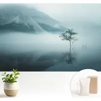 Wallfluent Fotobehang - Grijs Vliesbehang - 104x70 cm - Mystiek Van De Natuur Muurschildering - Slaapkamer behang Landschappen - Fotobehang Vlies - Slaapkamer behang