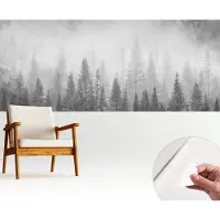 Wallfluent Zelfklevend Behang - Bosmist Zelfklevend fotobehang - 250x104 cm - Zwart-wit Zelfklevend Behang - Peel-and-stick techniek - Voor de woonkamer, slaapkamer en kantoor Zelfklevend Behang
