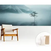 Wallfluent Fotobehang - Grijs Vliesbehang - 250x104 cm - Mystiek Van De Natuur Muurschildering - Slaapkamer behang Landschappen - Fotobehang Vlies - Slaapkamer behang