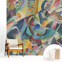 Wallfluent Behang - Kleurrijk abstract Vliesbehang - 250x250 cm - Geel Behang - Voor liefhebbers van kunst en natuur - Behang Voor de woonkamer, slaapkamer en kantoor - Behangrol Abstractie
