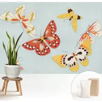 Wallfluent Behang - Artistieke vlinders Vliesbehang - 208x146 cm - Blauw Behang - Voor liefhebbers van moderne abstracte kunst - Behang Voor de woonkamer, slaapkamer en kantoor - Behangrol Dieren