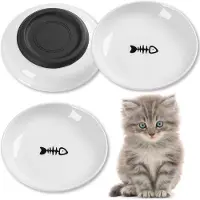 LONGZIMING -3pcs Siliconen Bodem Kattenvoerkommen - Zwarte Silicone Kommen met Visboten Ontwerp - Whisker-vriendelijk, Antislip en Stil voor Binnenkatten en Kittens