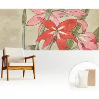 Wallfluent Behang - Dagbloem Muurbehang - 250x104 cm - Beige Behang - Voor liefhebbers van natuur en oosterse kunst - Behang Voor de woonkamer, slaapkamer en kantoor - Behangrol Bloemen en planten