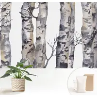 Wallfluent Behang - Esdoornbos Muurbehang - 152x104 cm - Grijs Behang - Voor natuurliefhebbers en rustzoekers - Behang Voor de slaapkamer, woonkamer en kantoor - Behangrol Bloemen en planten