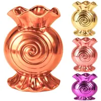 Daan Kromhout 4 stuks Vaas Candy Spiral metallic 20 cm in 4 verschillende kleuren