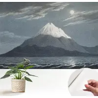 Wallfluent Zelfklevend Behang - Maanverlichte nacht Zelfklevend fotobehang - 152x104 cm - Blauw Zelfklevend Behang - Herpositioneerbaar - Voor de woonkamer, slaapkamer en kantoor Zelfklevend Behang