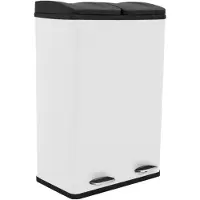 MonsterShop Dubbele Pedaalemmer - Wit - Prullenbak -Twee compartimenten - 60 liter algehele capiciteit - Recycling