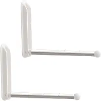 LONGZIMING -Set van 2 Inklapbare Wandhaken – Telescopische Kledinghangers – Zonder Boren – Ruimtebesparende Muurbevestiging – Geschikt voor Slaapkamer, Badkamer, Garderobe – Wit