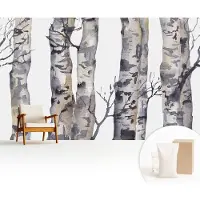 Wallfluent Behang - Esdoornbos Vliesbehang - 416x254 cm - Grijs Behang - Voor natuurliefhebbers en rustzoekers - Behang Voor de slaapkamer, woonkamer en kantoor - Wandbekleding Bloemen en planten