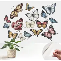 Wallfluent Zelfklevend Behang - Paradijsvlinders Stickerbehang op rol - 152x104 cm - Wit Zelfklevend Behang - Peel-and-stick techniek - Voor de slaapkamer, woonkamer en hal Zelfklevend Behang