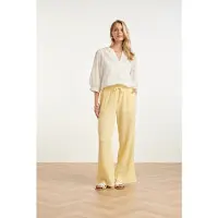 Smashed Lemon Wide leg mousseline broek met strikkoord |
