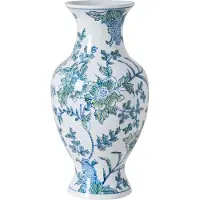 Beliani LLANES - Bloemenvaas - Wit/Blauw - Porselein