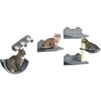 PawHut -Katzen Kletterwand-Spanplatte, Polyester-40L x 28B x 73H cm-Grau
