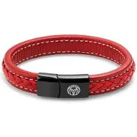 Lucleon Rode Retro Leren Armband