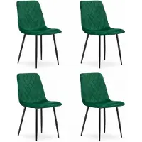 Leobert Set van 4 Eetkamerstoelen TURIN Groen – Velvet Bekleding, Modern, Ergonomisch Design, Zwarte Metalen Poten, Max. 120 kg
